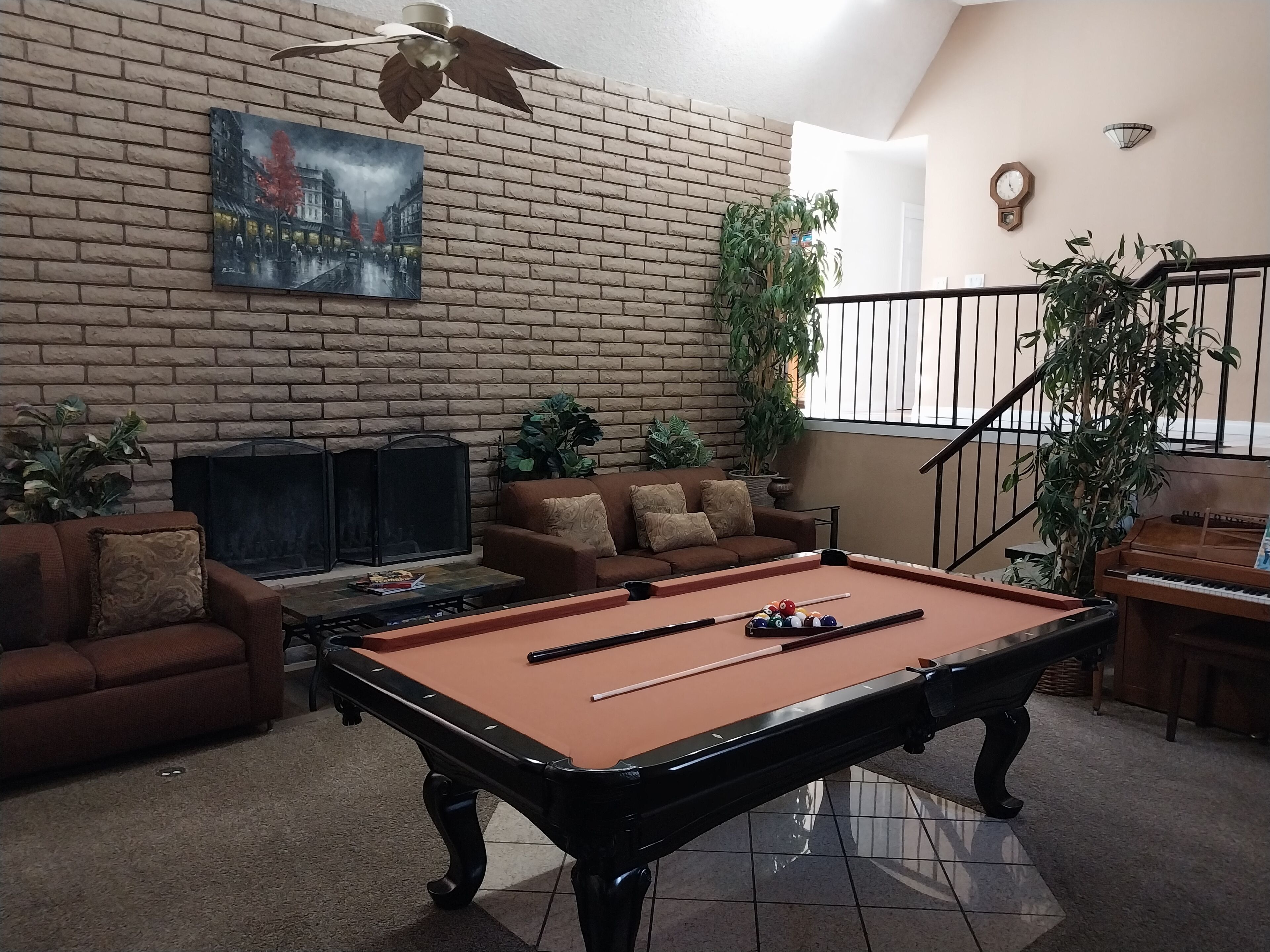 Sunk down Pool table- dartboard bar Area