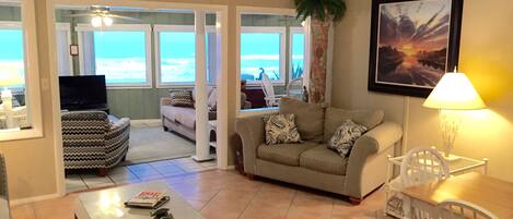 Smart TV, DVD player, books, video library