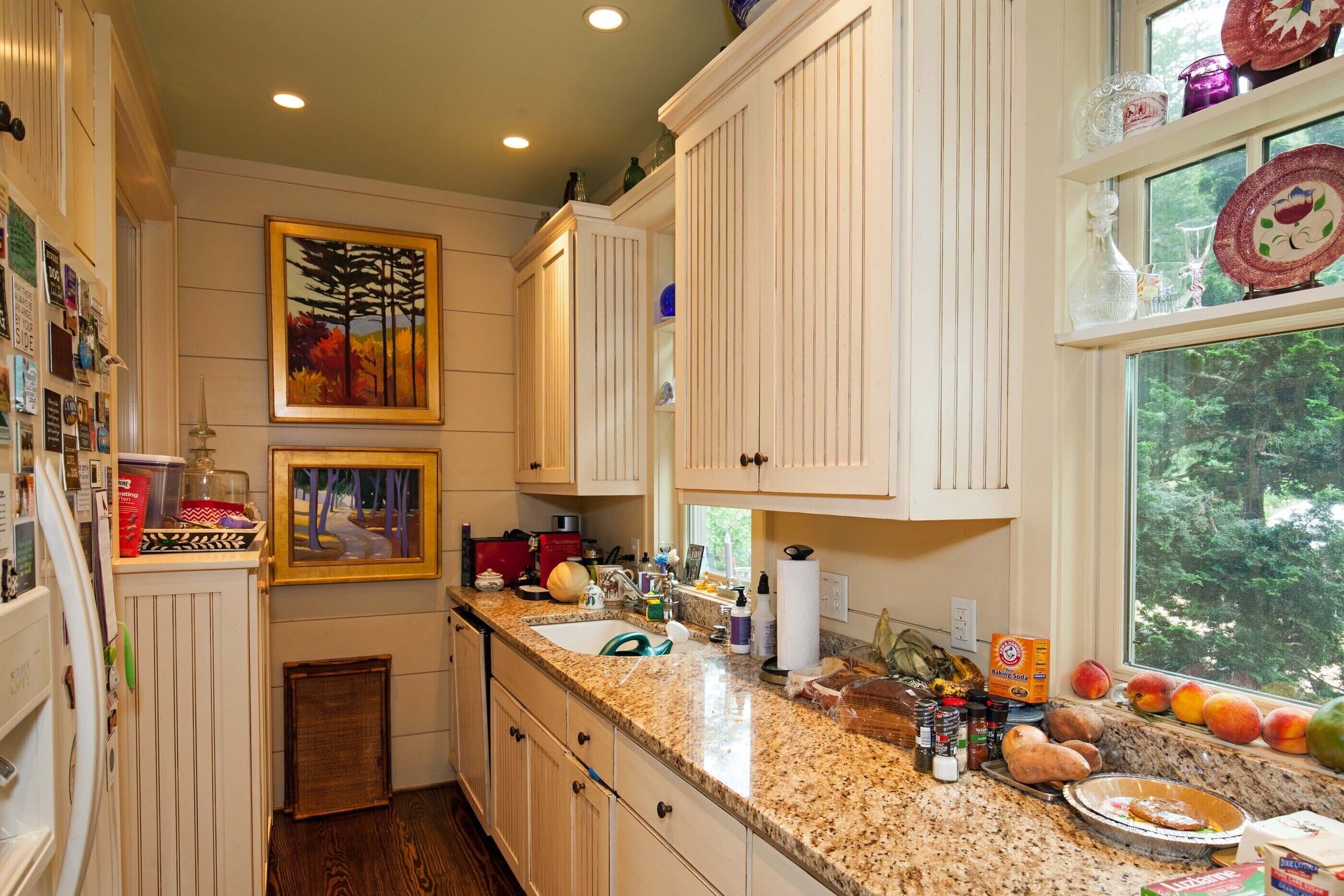 Gardens surround Tucked Inn with Big Creek below | No Pet Fee, We love pets!