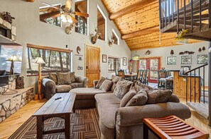 TV connectée, cheminée, jeux vidéo, lecteur de DVD