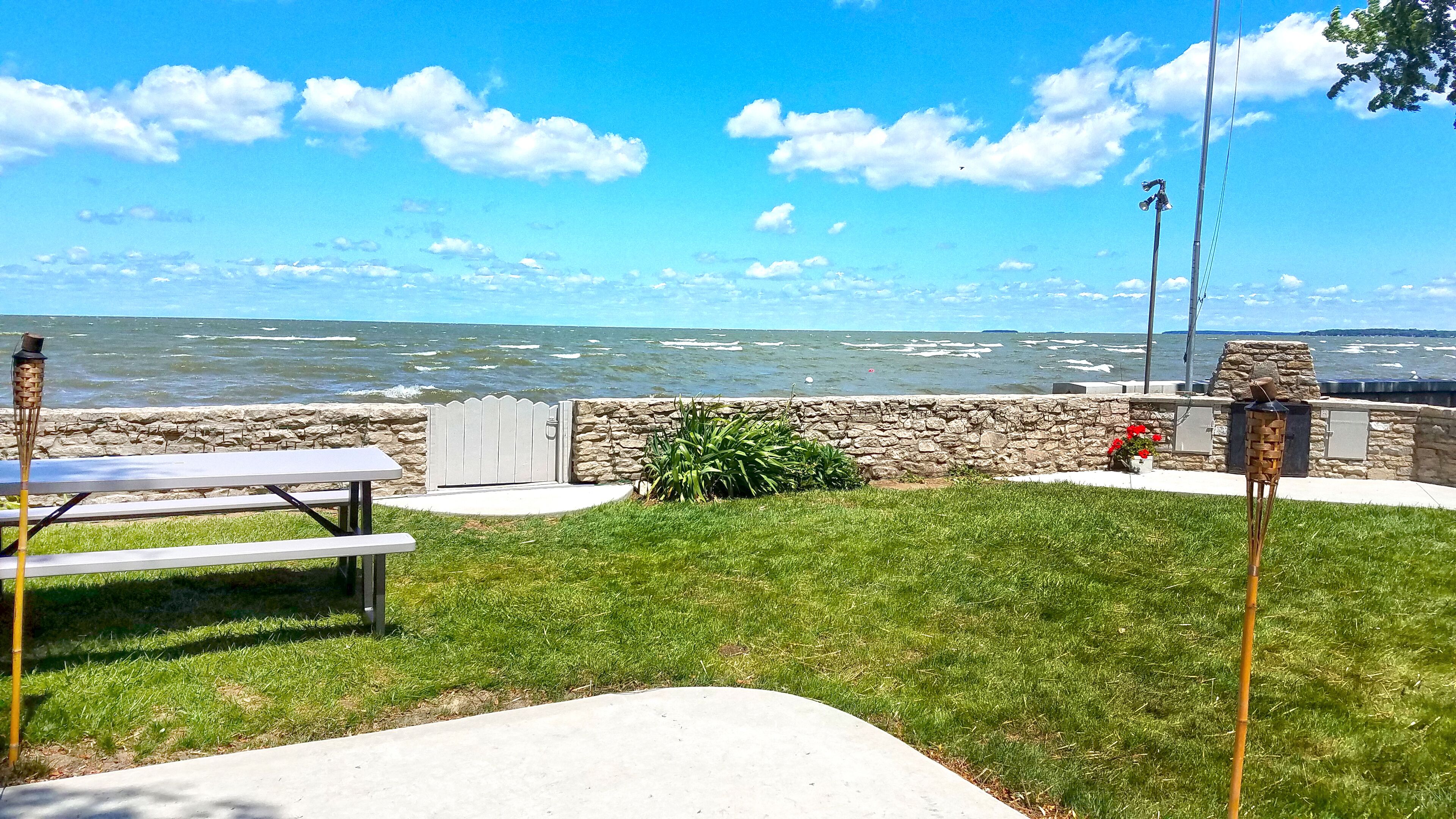 Gorgeous skies, new stamped concrete patio!