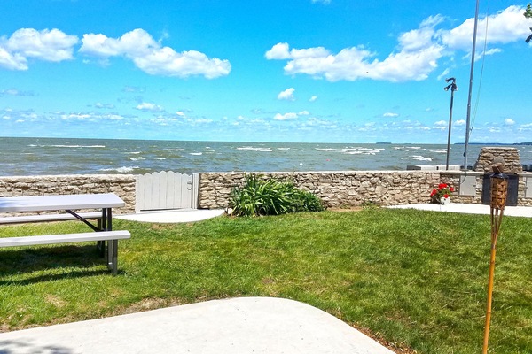 Gorgeous skies, new stamped concrete patio!