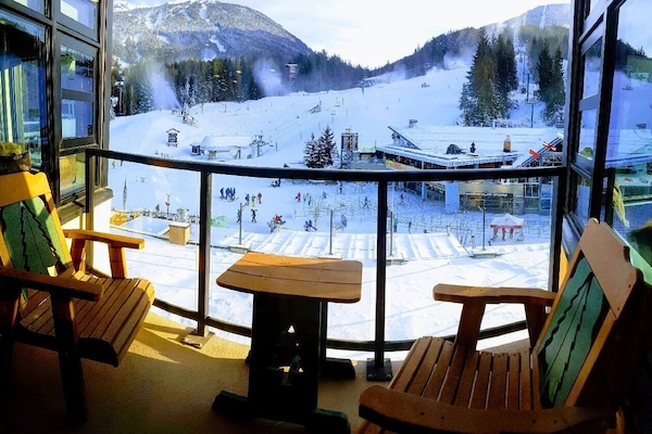 View from one of the two decks, both facing the two main mountain lifts.