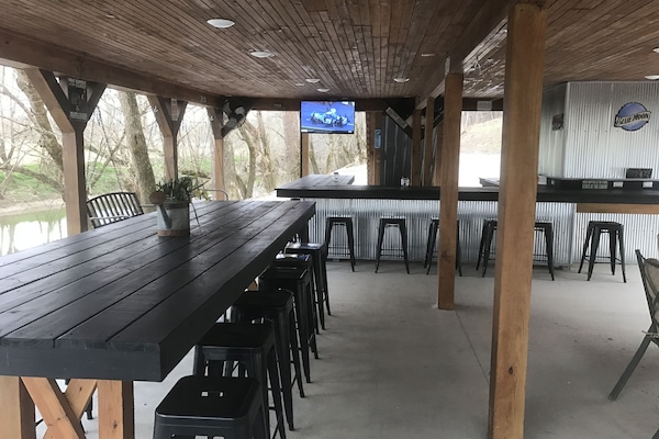 Outside bar area with TV