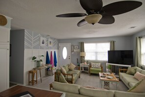 TV, DVD player, books