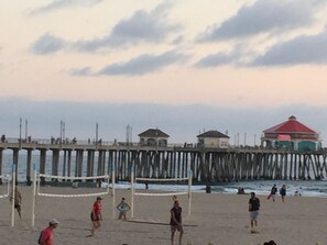 On the beach, sun-loungers, beach towels
