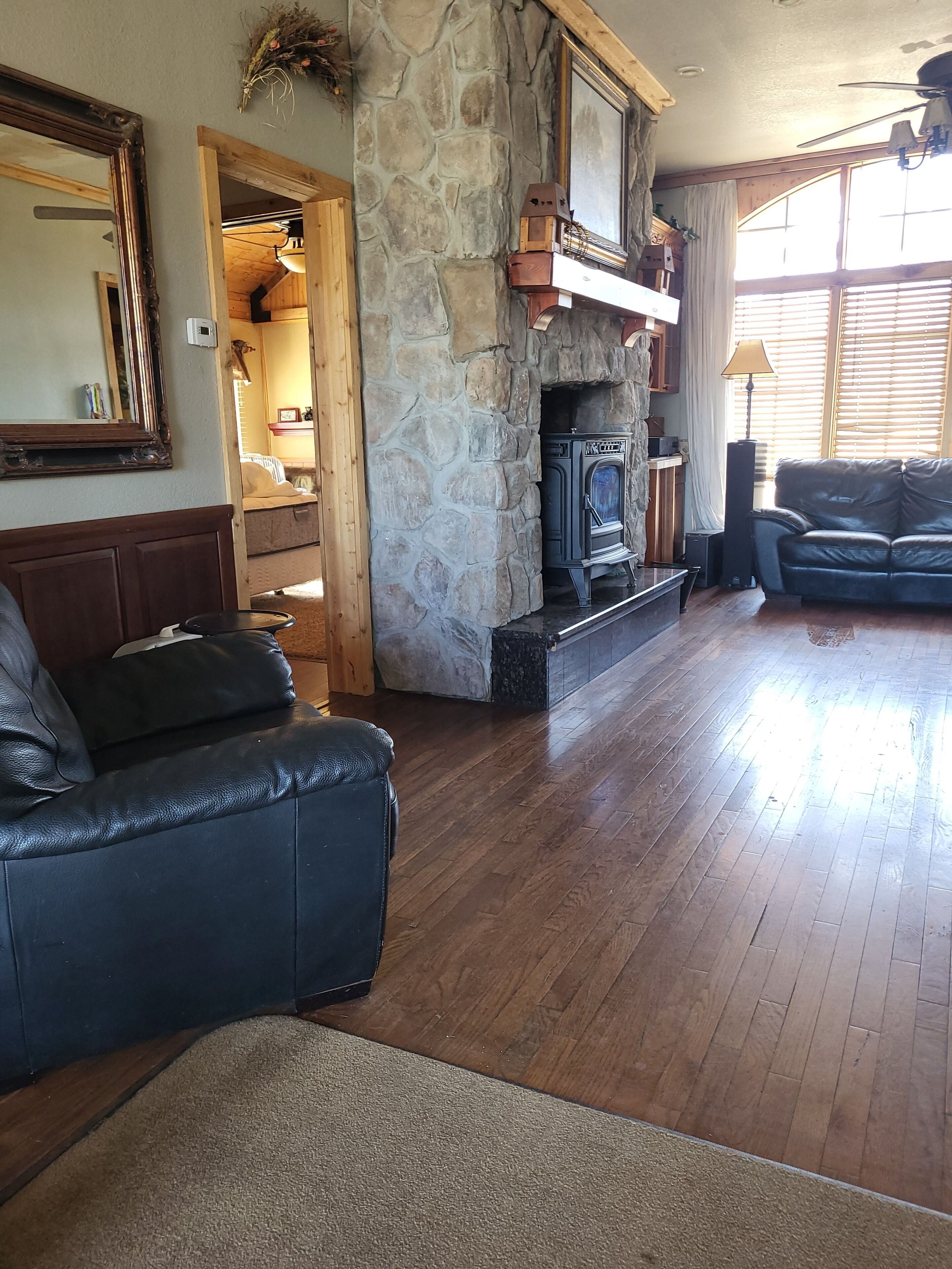 Smart TV, fireplace, video games, DVD player