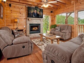 TV connectée, cheminée, console de jeux vidéo