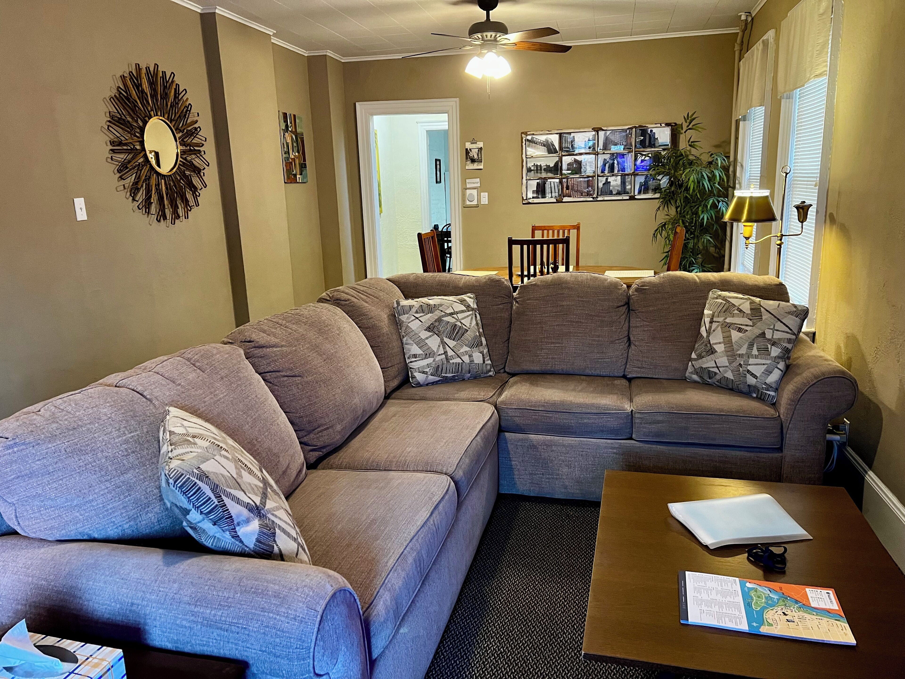 Smart TV, DVD player, books, video library