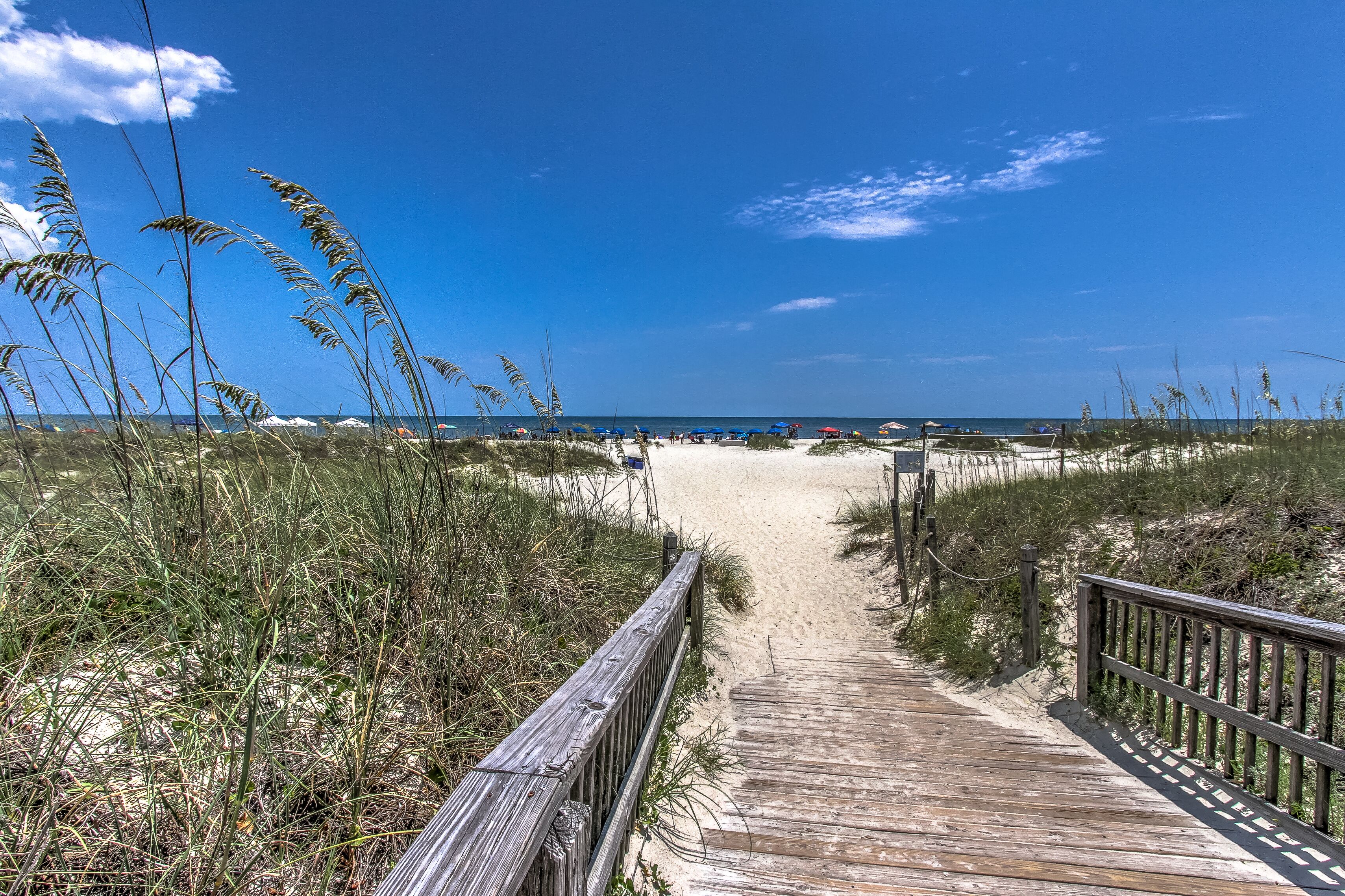 On the beach, sun loungers