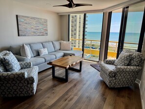 TV, DVD player - Oceanfront Premium 3BR- Gourmet Kitchen! Farmhouse Decor! Gorgeous View! (Myrtle Beach)