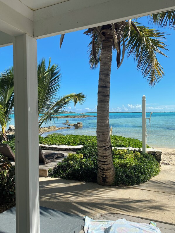 On the beach, beach towels