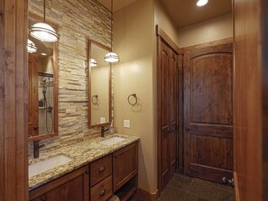 Bathtub, hair dryer, towels