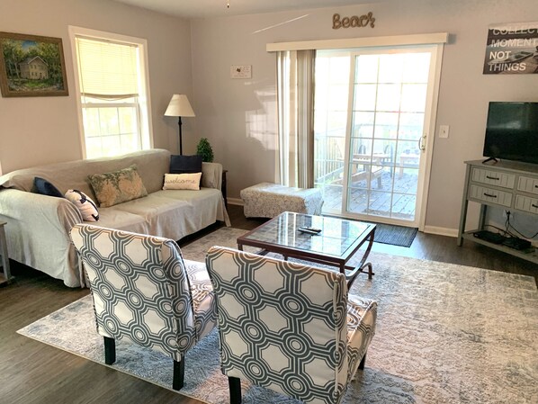 Smart TV, DVD player, books, video library