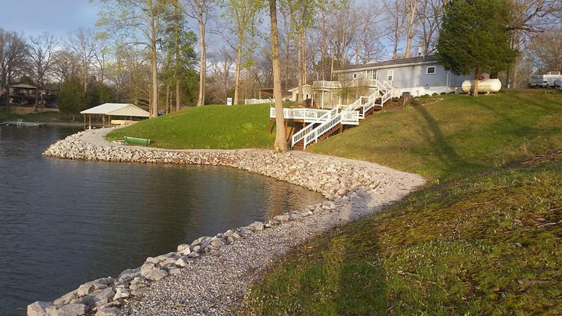 Lake of Egypt lake front with large two level deck