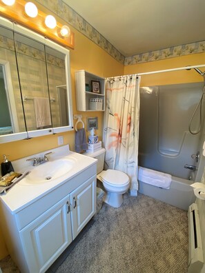 Badewanne, Haartrockner, Handtücher