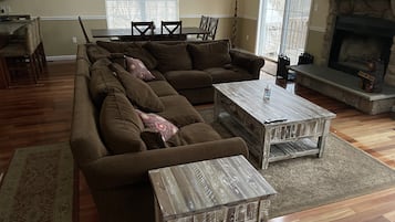 Smart TV, fireplace, video games, DVD player