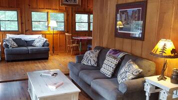 Smart TV, chimenea y videoteca