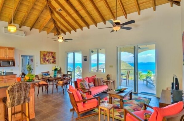 TV, DVD player, books, video library