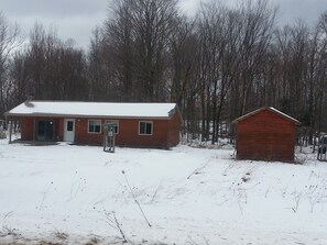 On 10 acres, quiet cabin.