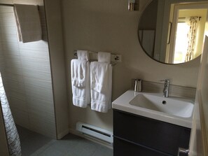 シャワー、ヘアドライヤー、タオル、石鹸