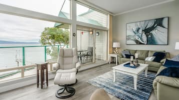 Een televisie, een open haard, een dvd-speler en boeken