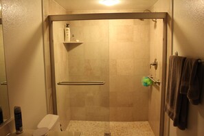 Ensemble douche/baignoire, sèche-cheveux, serviettes fournies, savon