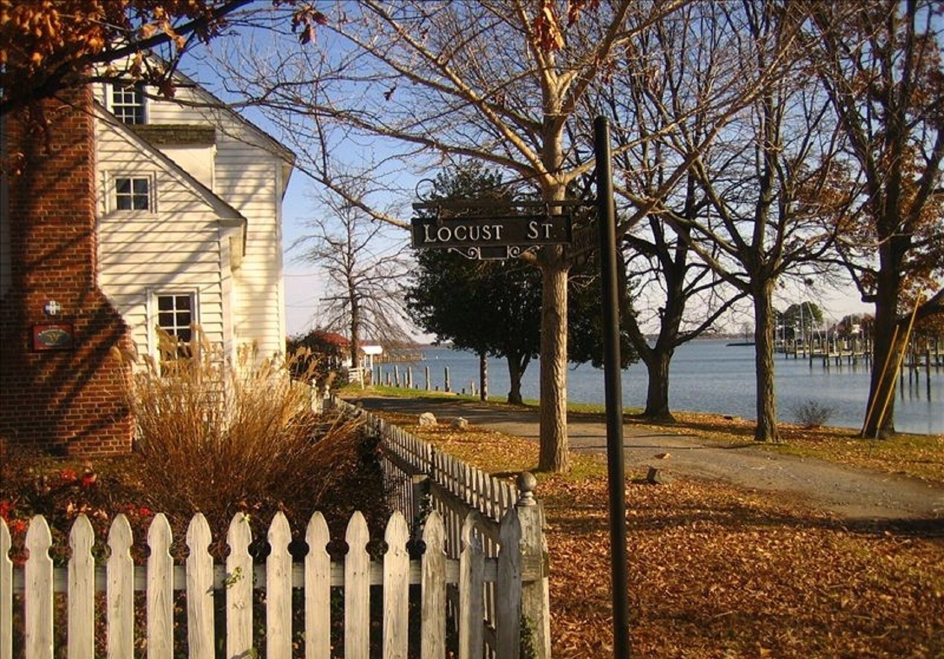 View of Side of Harrison House and St. Michaels Harbor from Locust Street