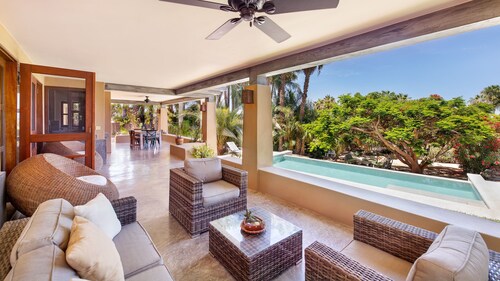 Beautiful Adobe Built House with Ocean View, Solar Heated Pool, and Great Garden