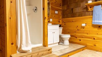 Combined shower/tub, jetted tub, hair dryer, towels