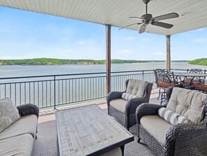 Outdoor dining - Palisades Point- Lakefront Escape!  High-end Condo with Million Dollar View!! (Lake Ozark)