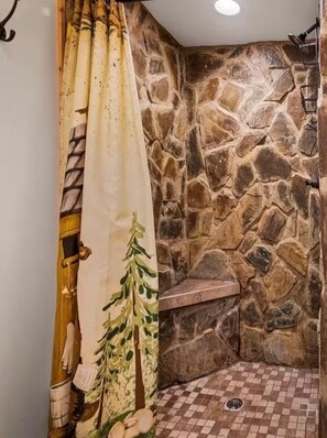 Combined shower/bathtub, hair dryer, towels