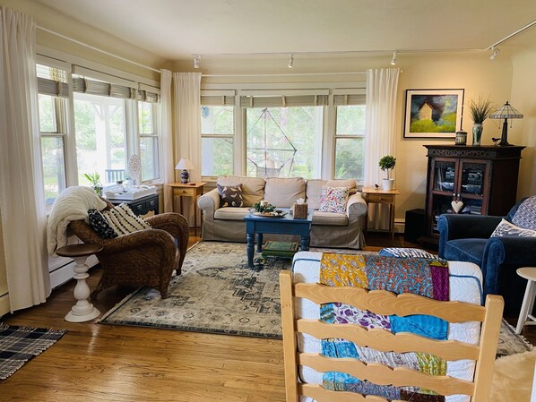 TV, DVD player, ping pong, music library