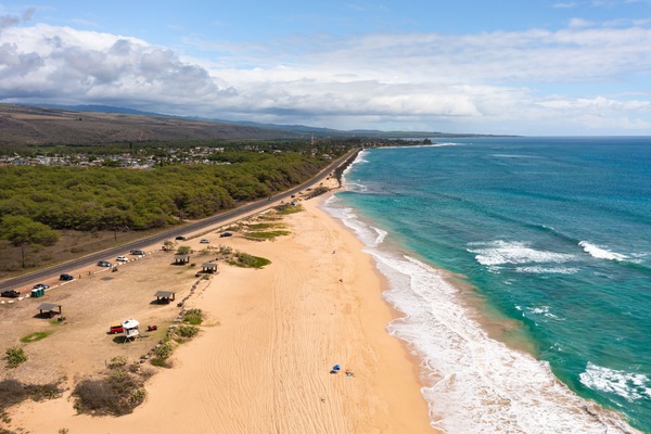 White sand beach down the street