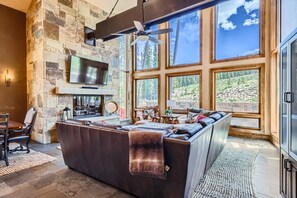 TV connectée, cheminée, jeux vidéo, lecteur de DVD