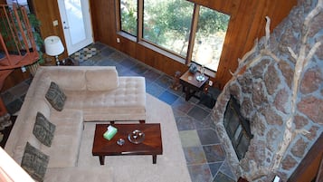 TV, fireplace, video games, DVD player