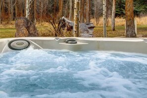 Outdoor spa tub - Abode at Three Bears, stunning wilderness estate (Jackson)