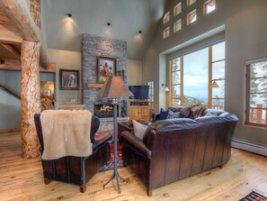 Televisión, chimenea, videojuegos y estéreo 