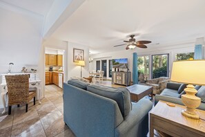 TV, DVD player, books