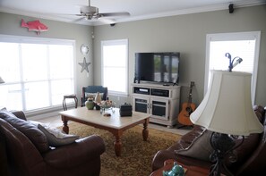 TV, DVD player, stereo