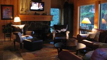 TV connectée, cheminée, lecteur de DVD