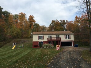 View from the long driveway of the property