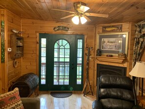 TV, fireplace, DVD player, video library