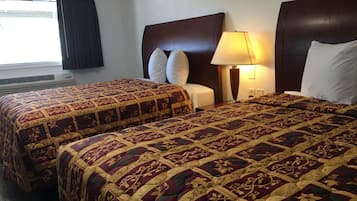 Desk, laptop workspace, blackout curtains, free WiFi