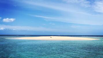 On the beach, beach towels