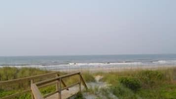 Plage, chaises longues