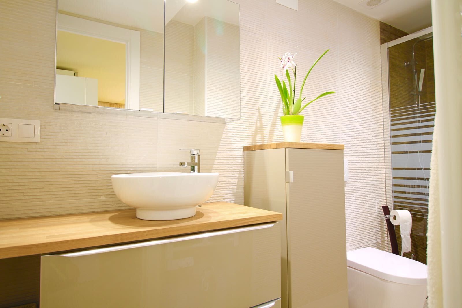 Shower, jetted tub, hair dryer, towels