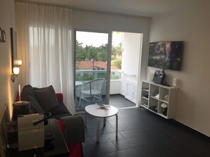 Smart TV, DVD player, music library, stereo