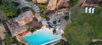 Schuilplaatsen met uitzicht op de oceaan met gemeenschappelijke tuin