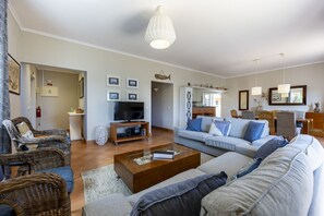 TV, DVD player, books